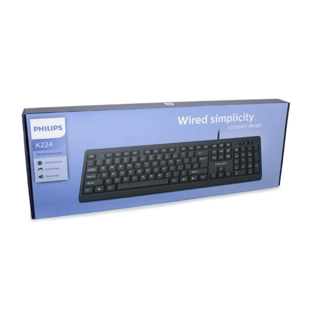 Teclado Alámbrico PHILIPS spk6224 estándar color negro