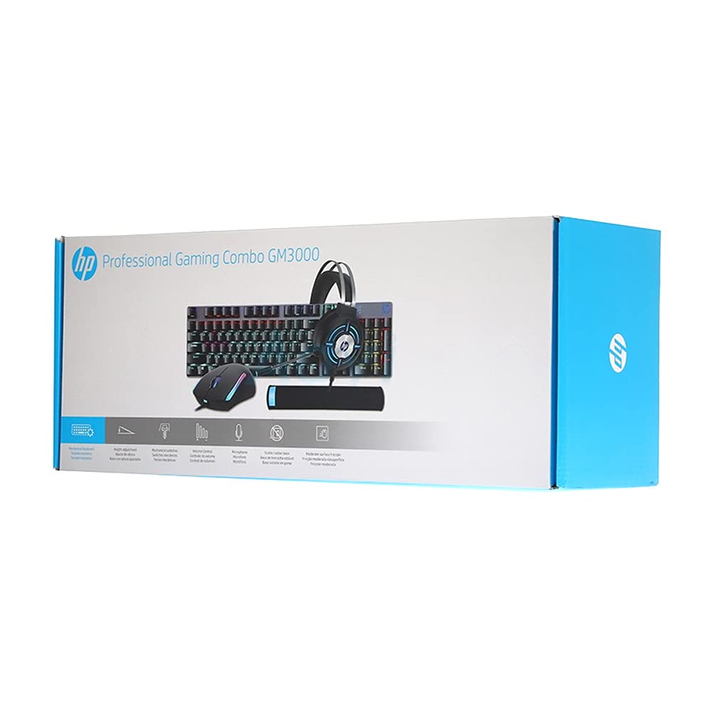Combo Gaming 4 En 1 Hp Teclado Mouse Headset Mousepad Gm3000