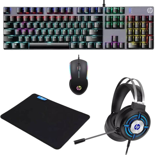 Combo Gaming 4 En 1 Hp Teclado Mouse Headset Mousepad Gm3000