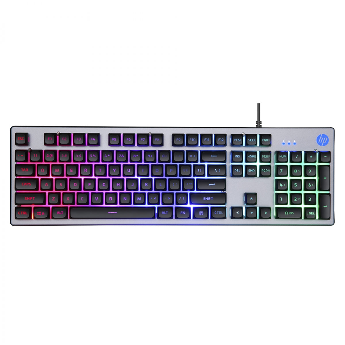 Teclado Gamer HP de membrana k500f Plateado