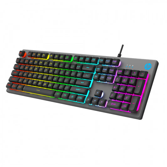 Teclado Gamer HP de membrana k500f Plateado