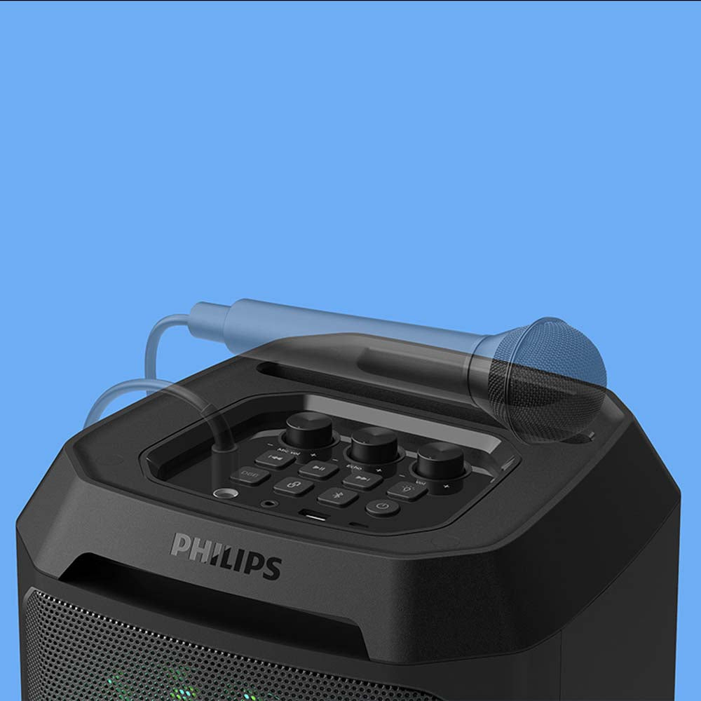Parlante Philips TAX2208 30W Torre bluetooth karaoke Color Negro