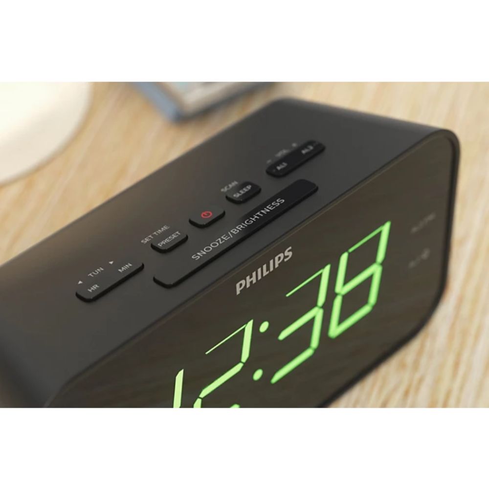 Radio Despertador Reloj Philips Digital Tar3306 Negro