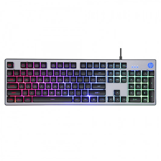 Teclado Gamer HP de membrana k500f  Plateado
